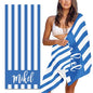 MeMoShe Personalized Beach Towel with Name Custom Microfiber Kids Beach Towels Sand Free Quick Dry Pool Towel Blanket Stripes Print Beach Towels for Adults 30x60 Inch-Blue-2 - color: Blue-2