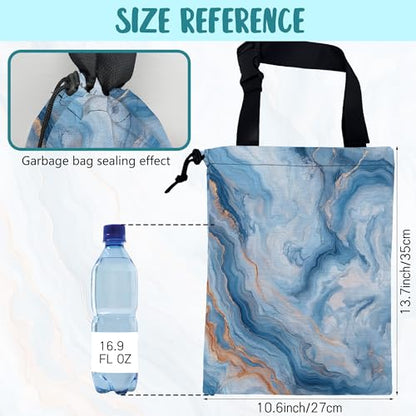 Car Garbage Bag Abstract Blue and Gold Marble Drawstring Car Trash Bag Hanging for Back Seat with Adjustable Buckle Canvas Vehicle Trash Can Easy-to-Install - color: Abstract Blue and Gold Marble