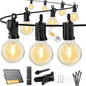 Brightown 108FT 52LED Solar String Lights Outdoor with Remote & USB Port, Shatterproof Bulbs, Dimmable & Timable, 3 Modes, Patio Lights Solar Powered with Mount Clips for Camping Backyard Garden Decor - size: 108FT