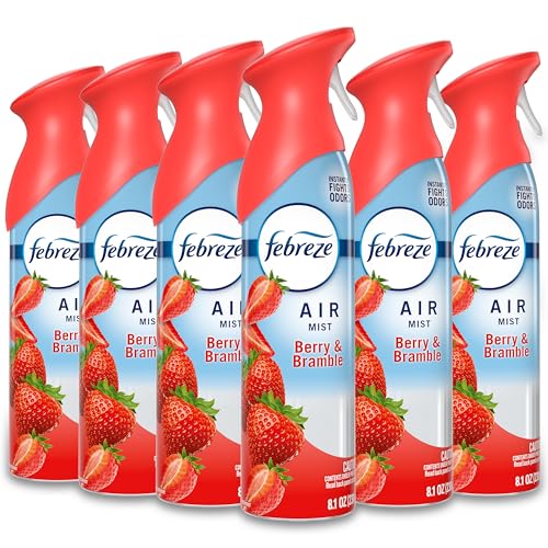 Febreze New & Improved Air Mist, Berry & Bramble Air Freshener, Home and Kitchen Essentials, Odor Fighting Room Spray (Pack of 6) - style: Berry & Bramble