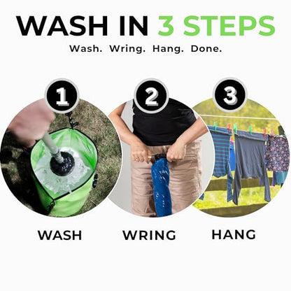 LARGE Portable Washing Machine – Off-Grid Laundry System, High Capacity Manual Clothes Washer with Plunger, No Power Needed, for Camping, RV, Travel - size: Large