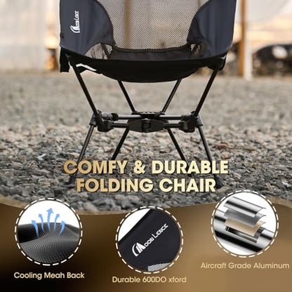 MOON LENCE Portable Camping Chair，Lightweight Backpacking Hiking Chairs,Compact,Foldable,with Anti-Sinking Large Feet for Beach,330 lbs Capacity (Black, Standard) - color: Black-with Feet