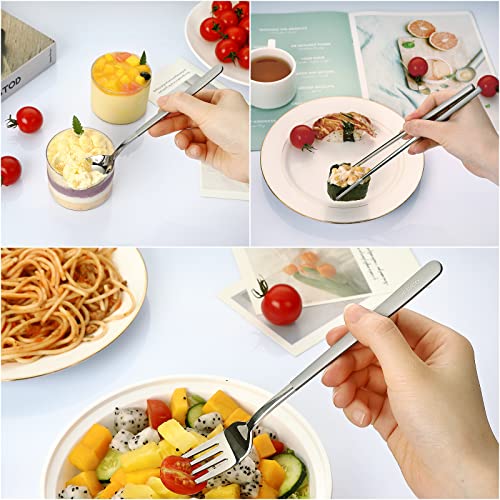 DEVICO Portable Travel Utensils with Case, Reusable Camping Silverware for Lunch, 18/8 Stainless Steel Cutlery Set (Gray) - color: Gray