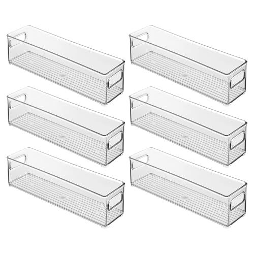 iDesign Stackable Fridge Bin with Handles, Set of 6, Clear | Ideal for Freezer or Pantry, Made in USA - style: Pack of 6