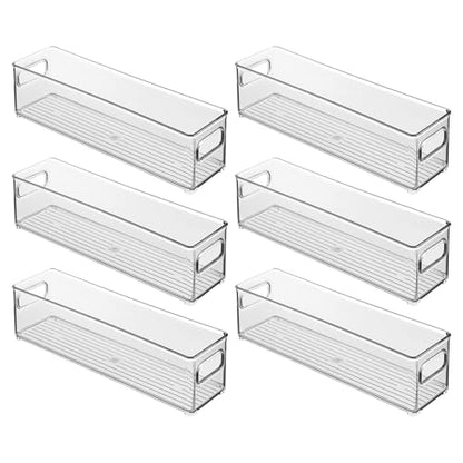 iDesign Stackable Fridge Bin with Handles, Set of 6, Clear | Ideal for Freezer or Pantry, Made in USA - style: Pack of 6