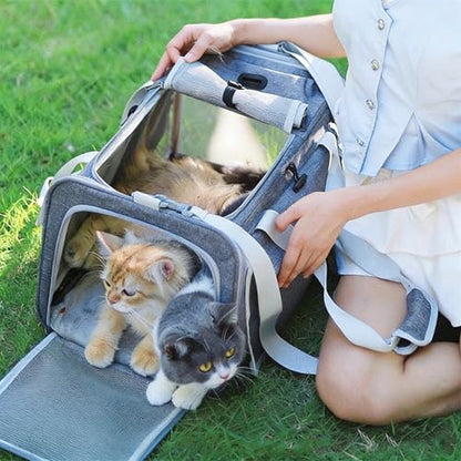 Pet Carrier Bag for Cats & Small Dogs, Airline Approved Travel Cat Carrier with Mesh Windows, Shoulder Strap & Removable Mat, Foldable Design for Home & Outdoor Trips - color: Grey