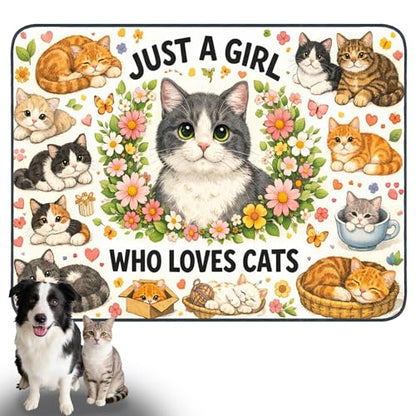 Nuxovilar Pet Dog Supplies Food Mat Floral Cat-Themed Polyester (23.62×17.71 inches) Bowl Water Spill Pad Feeding Gear for Home, Living Room, Pet Station - color: YE06002