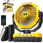 36000mAh Portable Camping Fan - 120HRS Rechargeable Fan with Detachable Battery with LED & Remote - 4 Speeds Battery Powered for Tent,Travel, Office, Jobsite - color: Yellow2