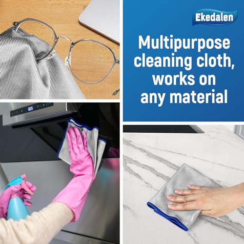 Microfiber Cleaning Cloth Polishing Glass Cleaner Absorbent Kitchen Towel Quick Drying Miracle Lint Free Rags for Household Auto Detailing Bathroom, Pack of 6, 12 x 12 Inch, Sliver-Blue - color: Sliver-blue, 12 X 12 Inch