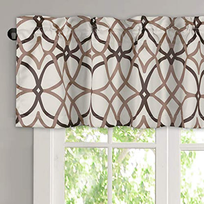 H.VERSAILTEX Blackout Curtain Valances for Kitchen/Bathroom - Thermal Insulated Window Valances for Living Room/Bedroom Rod Pocket Short Curtain 1 Panel, 52x18 inch, Geo in Taupe and Brown - color: Geo in Taupe and Brown