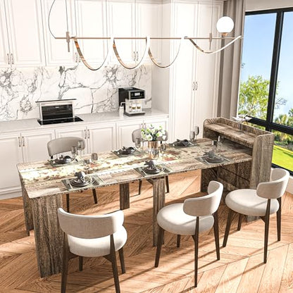 20"-99" Extendable Dining Table with Storage for 2-10 People, Modern Modular Extension Table, Space-Saving Extra Long Multifunctional Folding Dining Table, Oak - color: Oak, style: 20" - 99" (2-10 People)