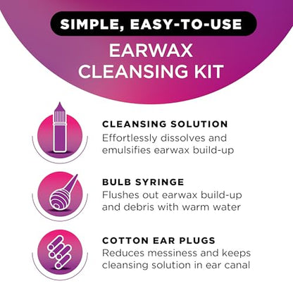 LIPO Earwax Removal Kit - Ear Wax Removal Drops with Bulb Syringe & Ear Plugs - Ear Cleaning Kit for Clogged Ears - Peroxide-Free, Gentle Ear Care for Daily Ear Hygiene & Wax Build-Up Removal