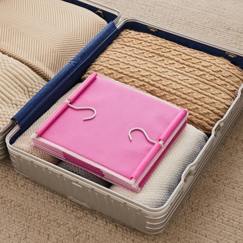 MAX Houser 5-Shelf Hanging Closet Organizer, Hanging Storage Shelves with 4 Side Pockets Space-Saving for Bedroom, Foldable (Pink) - color: Pink