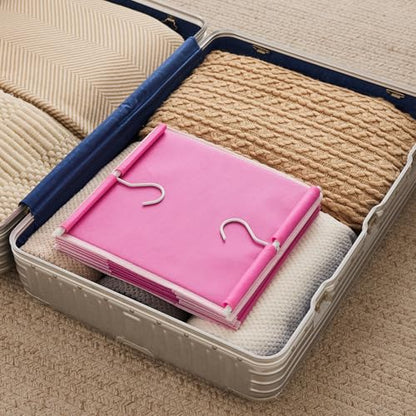 MAX Houser 5-Shelf Hanging Closet Organizer, Hanging Storage Shelves with 4 Side Pockets Space-Saving for Bedroom, Foldable (Pink) - color: Pink