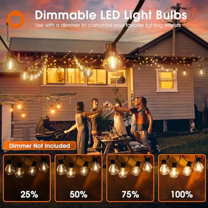 addlon 50FT LED Outdoor String Lights, G40 Globe Patio Lights Dimmable with 27 Shatterproof Bulbs for Backyard Patio House Balcony Party Decor - size: 50FT(25 Sockets)