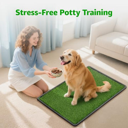 Dog Grass Pad with Tray, 45”×29” Large Dog Litter Boxes with Artificial Grass, Reusable Washable Pee Pads for Dogs, Indoor Outdoor Pet Toilet Puppy Training Potty for Balcony - size: 45"x29"（3 Layer Potty System)