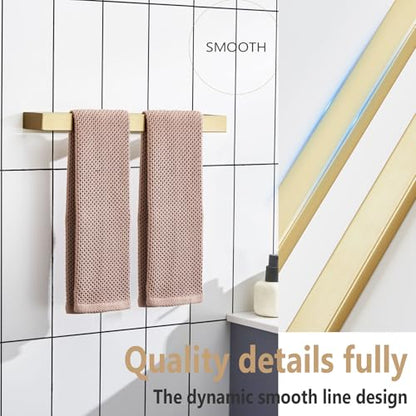 KOKOSIRI Towel Bar Brushed Gold Bath Towel Holder 16 Inch Kitchen Towel Hanger Rack Stainless Steel Bathroom Hardware Wall Mounted, 1 Pack B4008BG-L16 - color: Brushed Gold, size: 16-Inch
