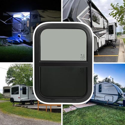 RV Window,Camper Replacement Vertical Sliding RV Window for Cargo Trailer Utility Travel Trailer Cargo Van Truck SUV 18" W x 30" H,Fit 15/16" or 1-3/8" Thick Wall,Allow Error 1/16",DOT Approved - size: 18"W x 30"H