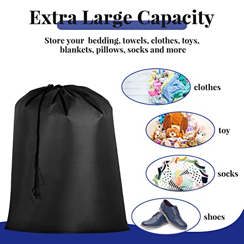 Woanger 12 Pack 28 x 45 Inch Extra Large Laundry Bags Bulk Washable Travel Laundry Bag with Drawstring Closure Large Dirty Clothes Organizer for College Dorm Home Hotel Camping(Black) - color: Black