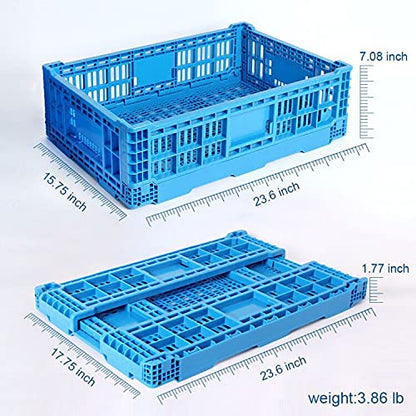 Collapsible Storage Bin/Containe，43 Liter Transfer box,crate Transit storage of various items (23.6" L x 15.7" W x 7.1" H-two) - size: 23.6" L x 15.7" W x 7.1" H-two