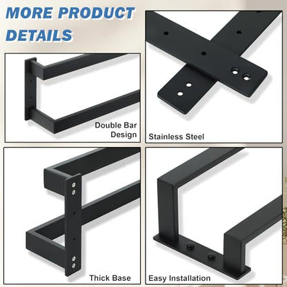 Alise Double Towel Bar, 16" Towel Racks for Bathroom Wall Mounted, SUS304 Stainless Steel Bathroom Towel Holder, Modern Quick Drying Towel Hanger, Matte Black - color: Matte Black, size: 16-inch