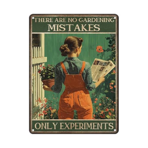 Retro Gardening Tin Sign Rustic Home Decor Vintage Metal Poster There Are No Gardening Mistakes Only Experiments Wall Art Quote 12 * 16in - color: Vintage Metal Sign 07, size: 30X40cm(12*16in)