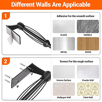 Paper Towel Holder Under Cabinet, Single Hand Operable Wall Mount with Damping Effect, Self-Adhesive or Drilled for Kitchen Bathroom, Black - color: Black