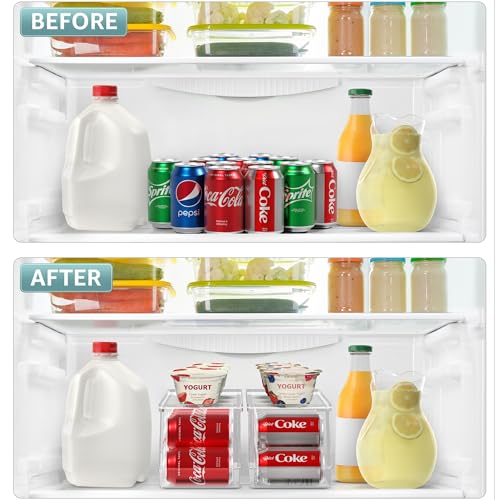 Sorbus Soda Can Organizer for Refrigerator Stackable Can Holder Dispenser with Lid for Fridge, Pantry, Freezer – Holds 12 Cans Each, BPA-Free, Clear Design, (2-Pack) - size: 2 Pack