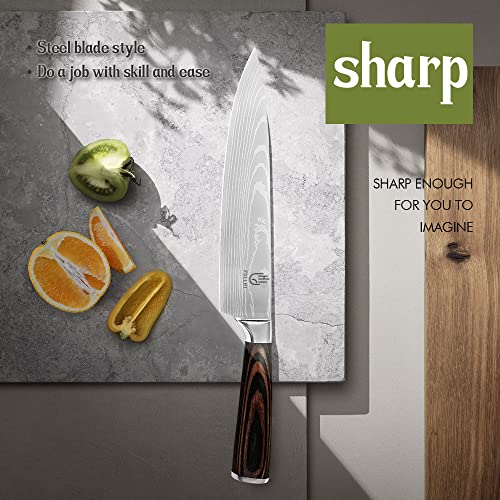 FULLHI Knife Set, 14pcs Japanese Knives Set, Premium German Stainless Steel chef Knife Set - color: Coffee wood, size: 14 Piece Knife Set