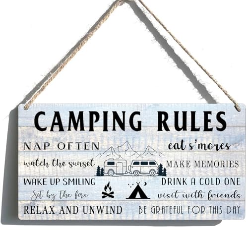 Camping Decor Rv Wall Decor Camping Rules Sign Camper Decorations For Inside Personalized Camping Signs For Campsite Decorations For Campers Gifts Cabin Wall Art Rv Door Decoration Lake Themed Decor Camp Sign - color: 4CampingSign