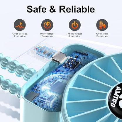 AMTIFO Blue Baby Fan - USB Rechargeable, Quiet, Adjustable Speed, Portable Cooling Fan for Baby Stroller, Car Seats, Nurseries, and Outdoor Activities - Long Battery Life, Turbo Airflow - color: Blue