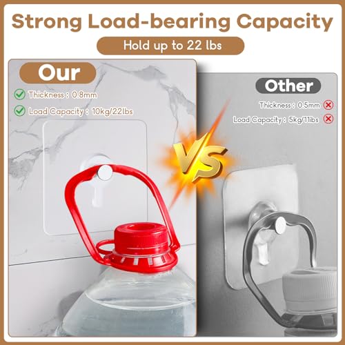 22 Pcs Drill Free Adhesive Wall Hooks, 20 lb Capacity Picture Hanging Hooks, Heavy Duty Picture Hangers Without Nails Strong Hold for Bathroom, Kitchen & Entryway - size: 2.2 inch