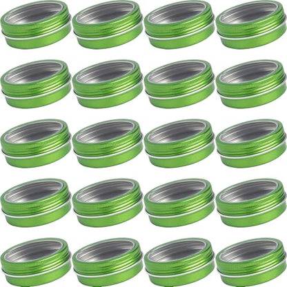 2 oz (60ml) Green Aluminum Tins with Clear Lids and Labels, 24 Pack | Clear View Lid, Secure Packaging, Tight Screw Lids, Includes Blank Labels, 11 Color Options - color: Green