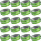2 oz (60ml) Green Aluminum Tins with Clear Lids and Labels, 24 Pack | Clear View Lid, Secure Packaging, Tight Screw Lids, Includes Blank Labels, 11 Color Options - color: Green