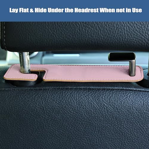 Amooca Car Seat Back Hook Universal Auto Storage Hanger Suede with Metal Car Seat Organizer for Handbag Purse Coat Umbrellas Grocery Bags 2 Pack Pink - color: Pink