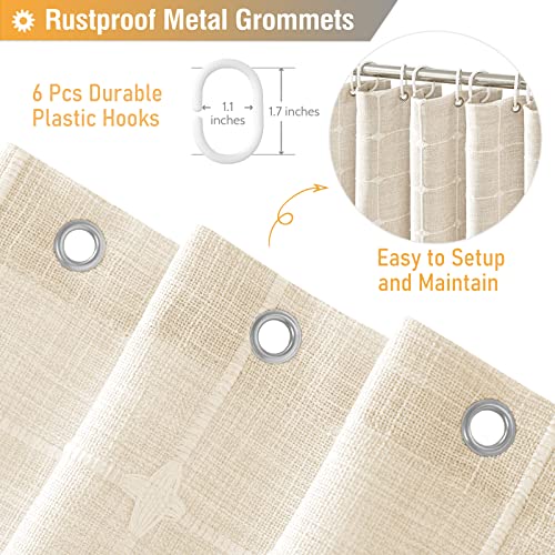 BTTN Boho Shower Stall Curtain - 36x72 Narrow Linen Ultra Thick Tassel Fabric Shower Curtain Set with 6 Plastic Hooks, Half Camper RV Modern Farmhouse Country Shower Curtains for Bathroom, Cream/Beige - color: A - Cream, size: 36"W x 72"L (Pack of 1)