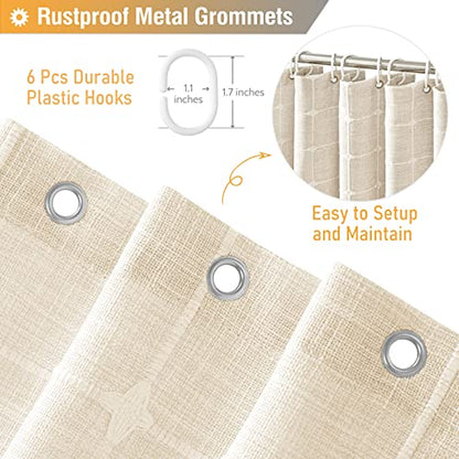 BTTN Boho Shower Stall Curtain - 36x72 Narrow Linen Ultra Thick Tassel Fabric Shower Curtain Set with 6 Plastic Hooks, Half Camper RV Modern Farmhouse Country Shower Curtains for Bathroom, Cream/Beige - color: A - Cream, size: 36"W x 72"L (Pack of 1)