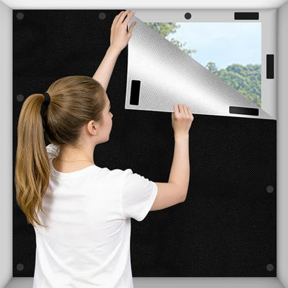 100% Blackout Window Cover for Bedroom 2 Pack, Portable Magnetic Blackout Shade Curtain 57" x 39", No Drill Black Out Shades Blind Cover for Dorm Room, Home Office, Camping RV - size: 79"W x 57"L (Pack of 1)