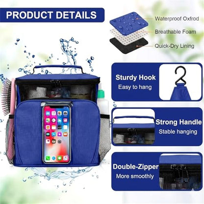 BAIMAY Dorm Room Essentials for Guys, Quick Dry Mesh Shower Caddy-Blue - color: Blue