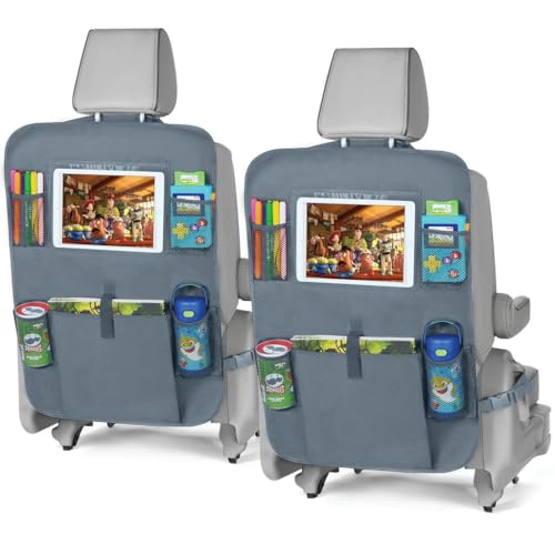 lebogner X-Large Grey Back Seat Protector For Kids + 5 Pocket Storage Organizer, 2 Pack - color: Grey - 6 Pocket