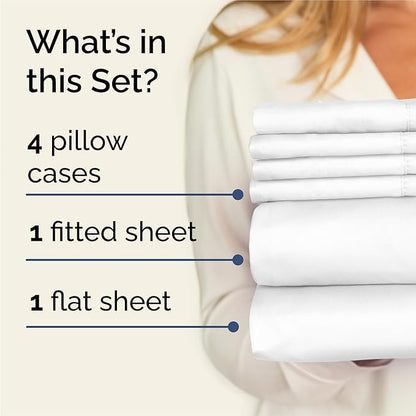 Queen 6 Piece Sheet Set - Comfy Breathable & Cooling - Ultra Soft Hotel Luxury Bedding Set w/ 8-16 Inch Deep Pockets - 1 Flat & 1 Fitted Sheet & 4 Pillowcases - Cozy, Wrinkle Free & Easy Care - White - color: 01 - White, size: Queen