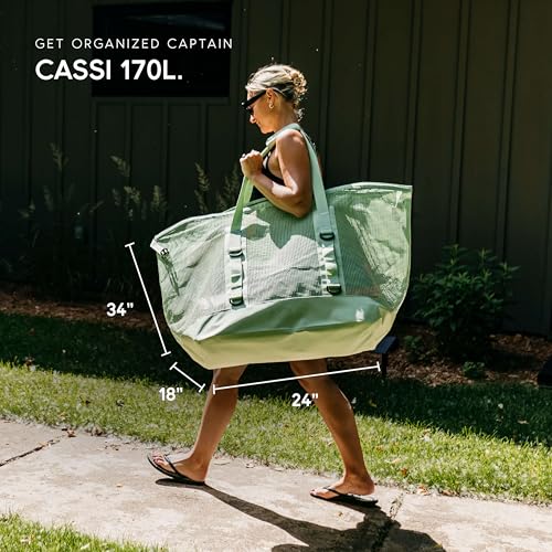 MISSION Boat Gear CASSI Heavy-Duty Outdoor Tote and Waterproof Marine-Grade Mesh Boat Bags - color: Sage, size: 170 Liter