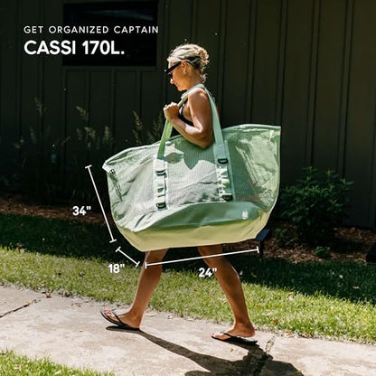 MISSION Boat Gear CASSI Heavy-Duty Outdoor Tote and Waterproof Marine-Grade Mesh Boat Bags - color: Sage, size: 170 Liter