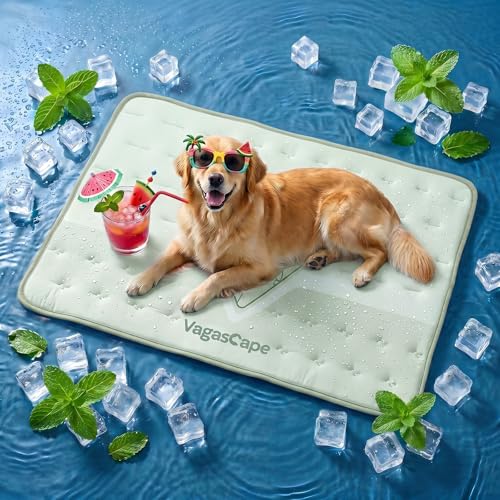 Vagascape Dog Cooling Mat 3.0 Double-Sided Usable, Thick Durable Pet Cooling Mat for Extra Large Pet, 35" x 23" Washable Cooling Mat for Dog Outdoor and Indoor - color: Square Green, size: Medium