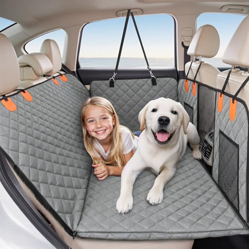 HOTEAGLE Dog Car Seat Cover with 3 Separate Hard Bottom Plates, Ideal for Car/SUV/Small Trucks, Car Seat Covers for Dogs Holds 400lbs, Grey - color: Grey, size: For Car/SUV/Small Truck
