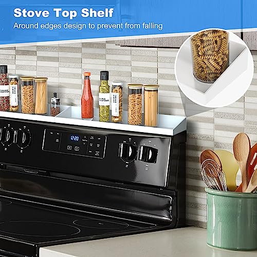 30" Magnetic Stove Top Shelf Spice Rack,2 Pack 15" kitchen Seasoning Organizers Storage Gadgets Spice Rack Over The Stove Shelf Metal (White-2 Pack 15") - color: White-2 Pack 15"