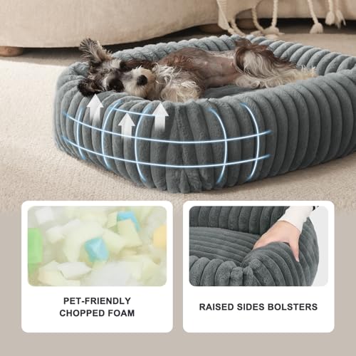 FURTIME Dog Beds Large Sized Dog, Washable Orthopedic Pet Bed with Removable Cover, Rectangle Soft Calming Sleeping Puppy Bed Durable Pet Cuddler with Anti-Slip Bottom, Grey, XL(42"x20"x8") - color: Grey, size: XL(42"x20"x8")