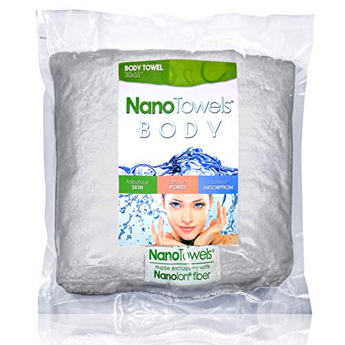 Nano Towels Body Bath & Shower Towel. Huge & Super Absorbent. Wipes Away Dirt, Oil and Cosmetics. Use As Your Sports, Travel, Fitness, Kids, Beauty, Spa Or Salon Luxury Towel. (30 x 55", Grey) - color: Grey, size: 30x55 Inch (Pack of 1)