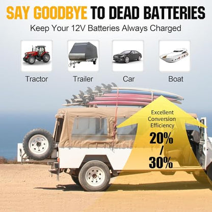 SOLPERK 25W 12V Solar Battery Charger, Waterpoof Solar Panel Kit with Energy Saving Controller for Car RV Trailer Marine Boat Motorcycle Truck Tractor Etc - size: 25W
