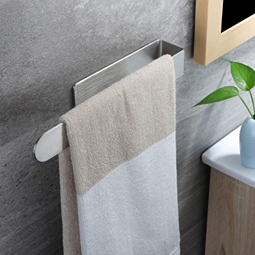 Taozun Towel Holder 11.8 Inch Brushed Hand Towel Rack Bathroom Towel Bar Adhesive Towel Ring Stainless Steel Hand Towel Hanger, Stick on Wall - color: Silver, size: 12-inch